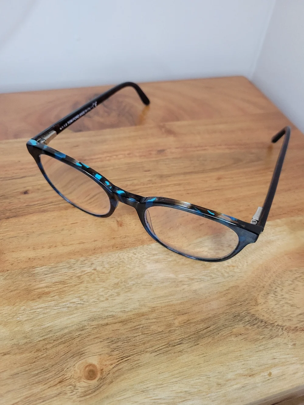 Tom Ford TF5523 Blue/Terrazzo 054 50-20 Temple 145‎ Round Lens Plastic Frame